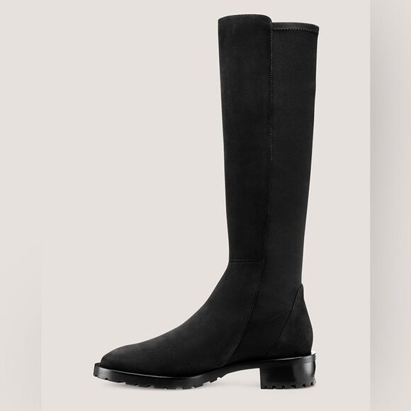 NEW STUART WEITZMAN 5050 KNEE-HIGH LUG BOOT in black suede - Picture 4 of 11